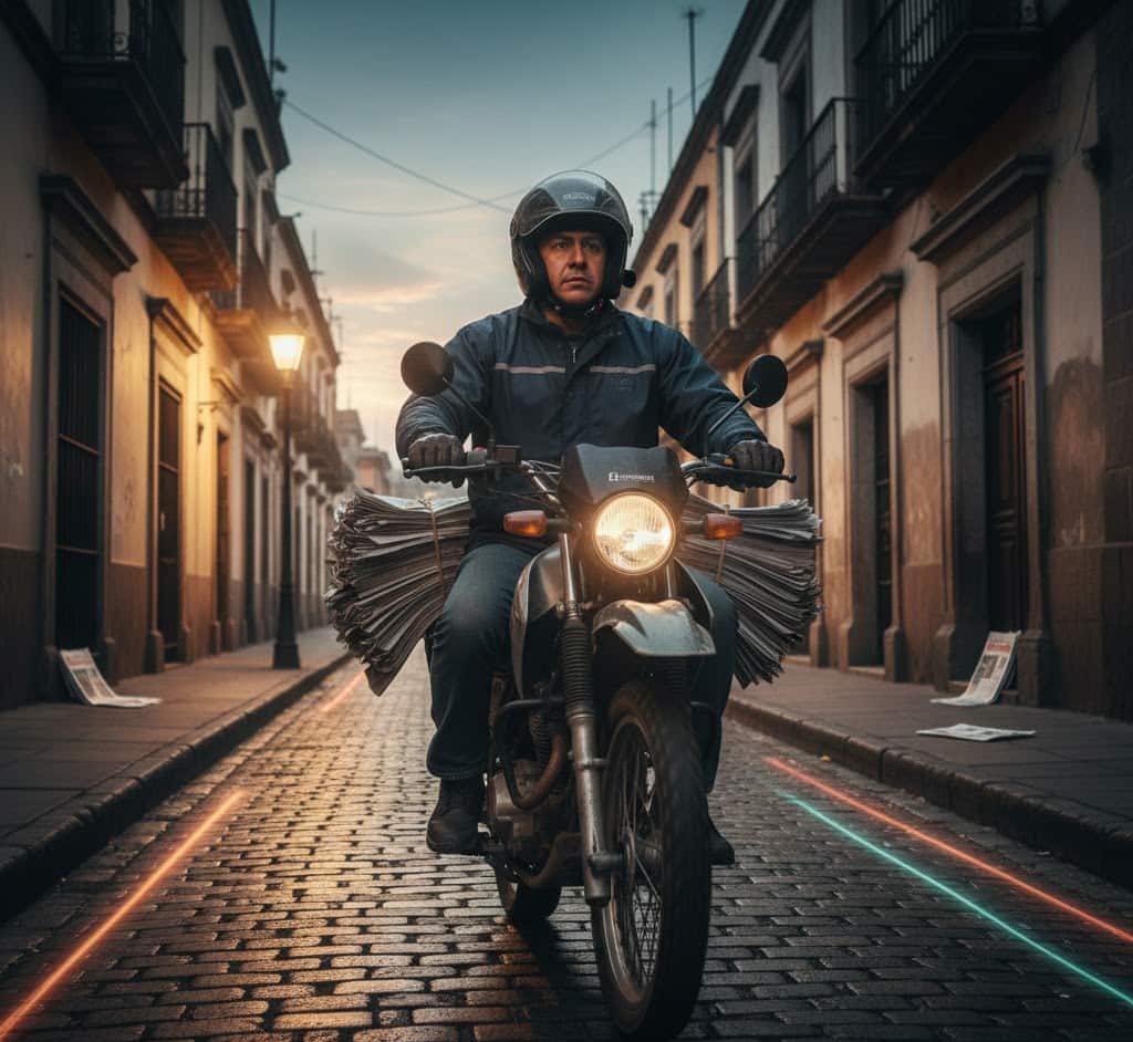 Repartidor de Periódico en Motocicleta